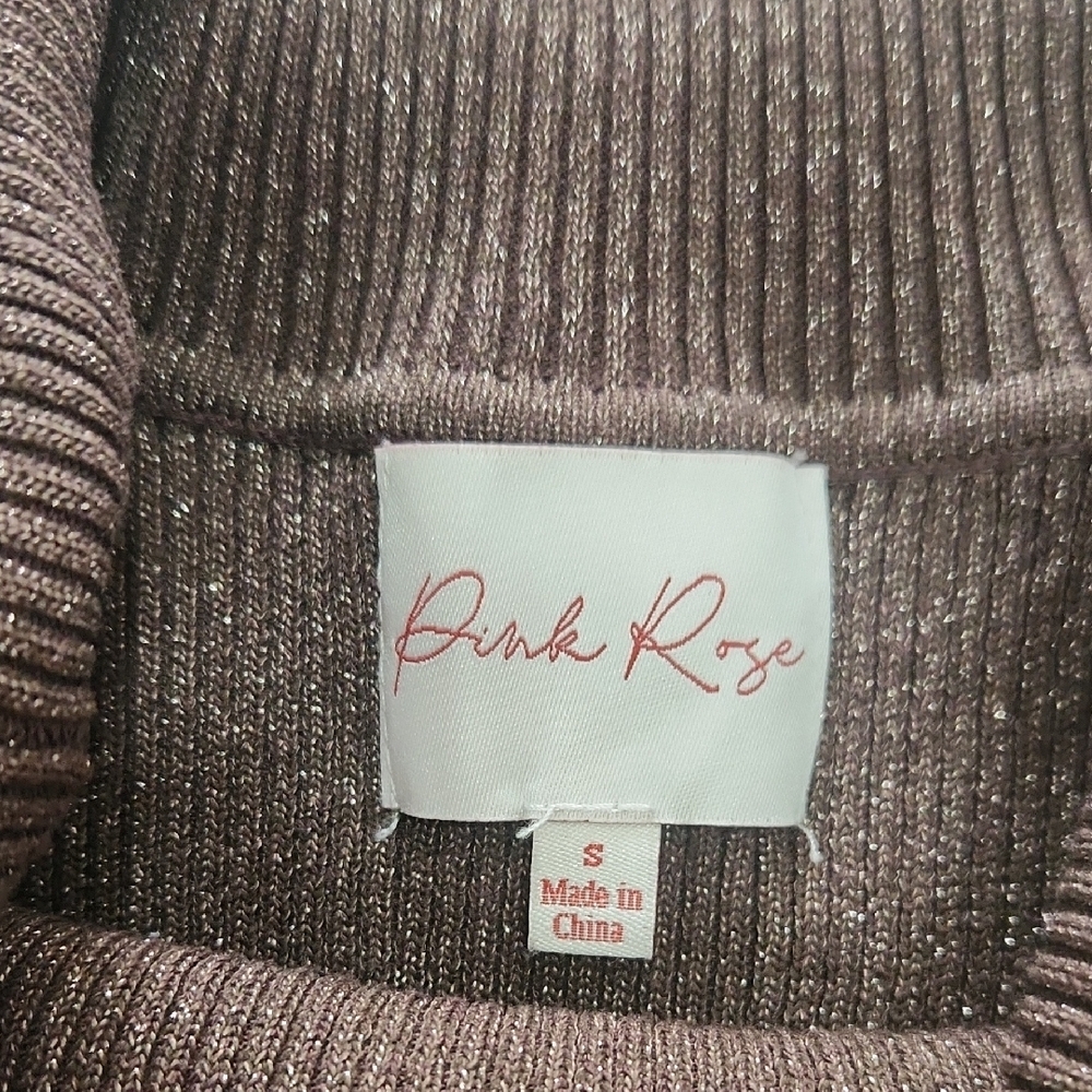 Pink Rose Chocolate Off-Shoulder Sweater - Picture 4 of 7